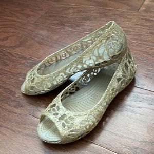 Girls silver glitter jelly crocs